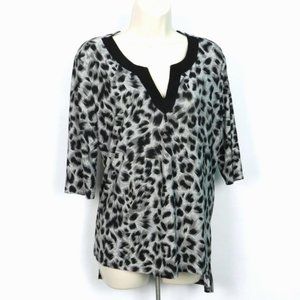 Lapis Womens Half Sleeve Shirt  Gray/Black V Neck Size Medium Pre Owned‎